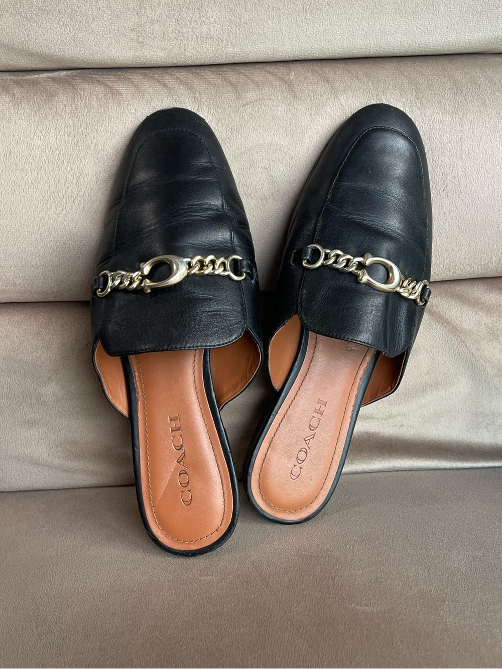 Coach Black Sofi Leather Slides